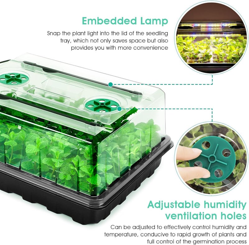 Ryscam Seed Starter Tray with Grow Light, 96-Cell Seed Starter Kit, Seedling Starter Trays with Humidity Domes, Automatic Timer, Adjustable Light Indoor Gardening Plant Germination Trays - Image 4